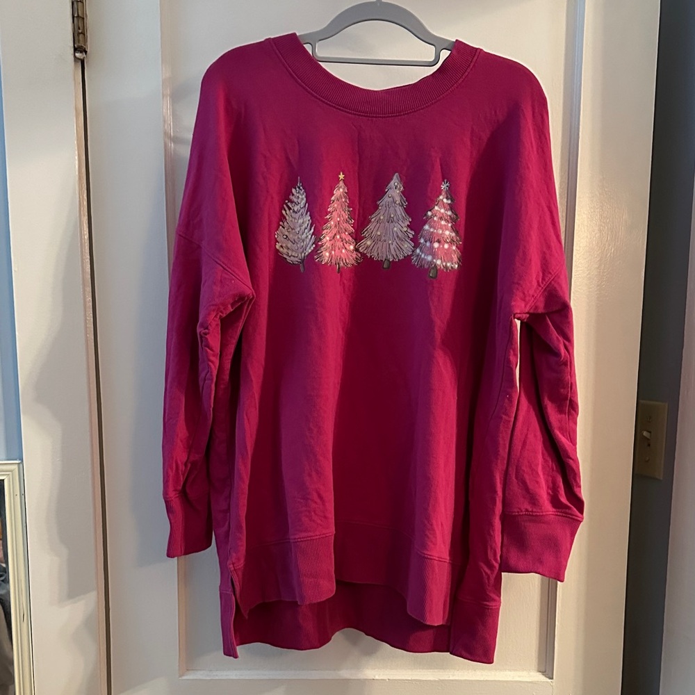 LuLaRoe Pink Christmas Tree Sweatshirt